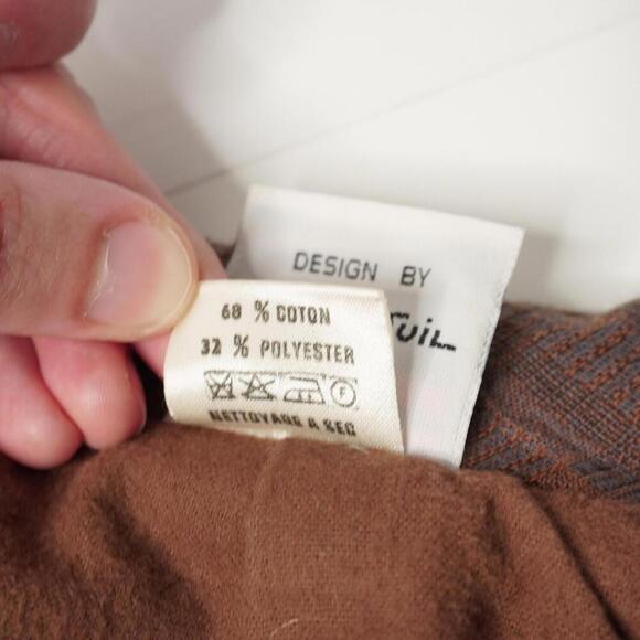 Vintage 80s French Designer Brown Blazer Jacket Plaid Dramatic Academia Punk XL - Picture 5 of 11